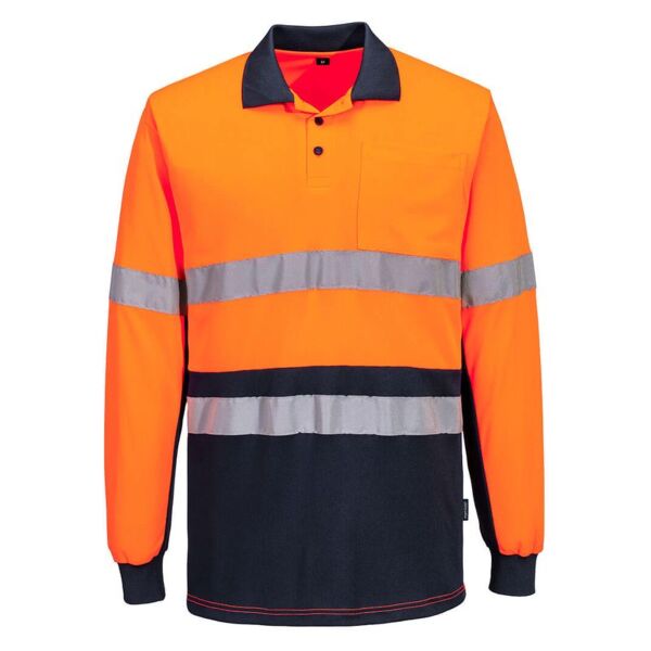 Hi Vis Class D/N Contrast Long Sleeve Polo Shirt Thumbnail